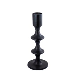 Taika Black Alu Round Candle Holder Tabs Low