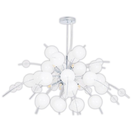 Pendant lamp "explosion" white, made of metal and glass, G9 versions, hanging lamp for dining room, living room, hall or office, Øca. 98 cm