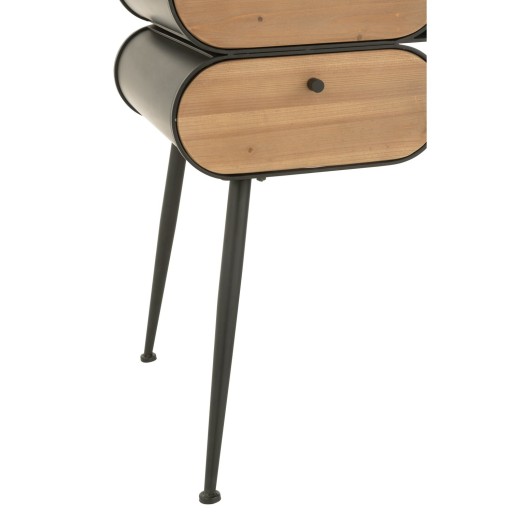 J-Line Bureau Wood And Metal Desk Dennenhout Zwart/Lichtbeige