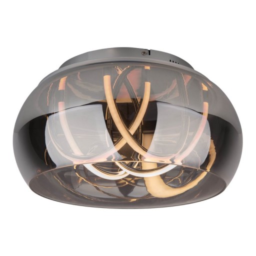 LED ceiling light "Malou" Ø 45 cm, 23.5 cm high, made of metal, smoke glass, integrated LEDs, warm white
