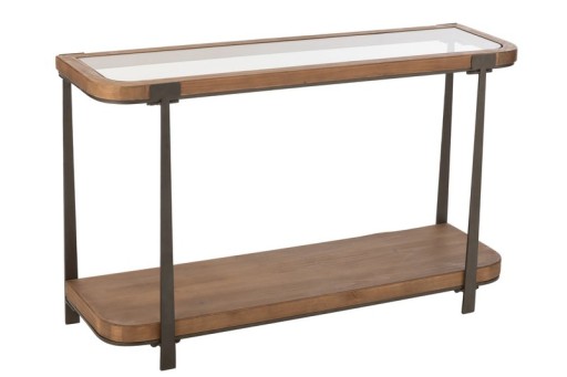 J-Line Console Spruce Wood/Glass Natural/Black