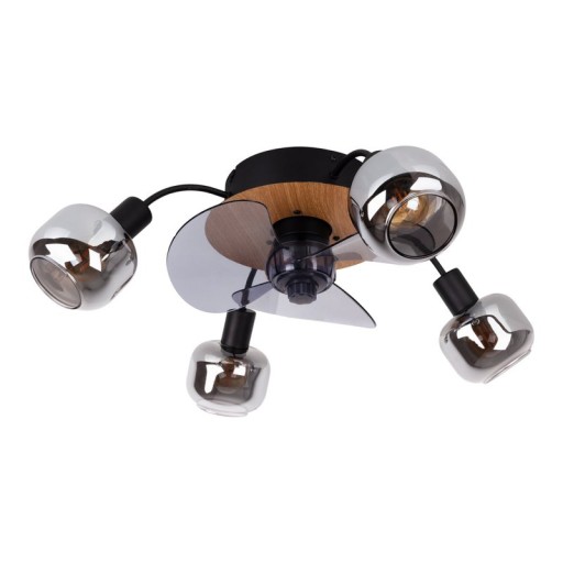 Ceiling lamp including fan "Fumoso", in black, brown and nature, for E27, Ø 51 cm