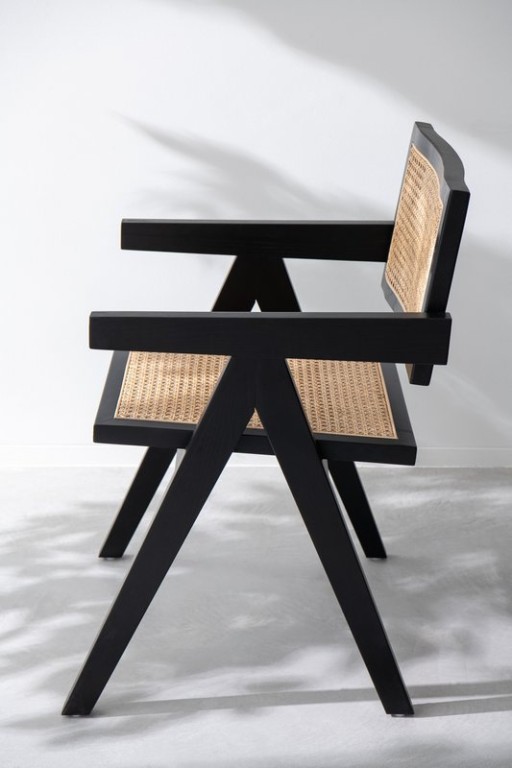 J-Line Chair Lattice Ash Wood/Rattan Black