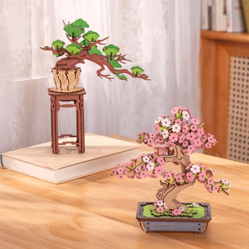 Robotime, DIY 3D Houten Modelbouwpakket, Sakura Bonsai, TG415, 16,1x11,1x17cm