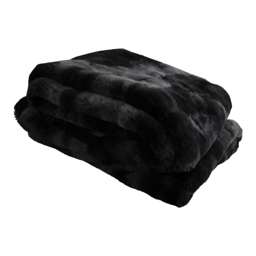Linde Black Faux Fur Plaid In Giftbox 150 X 200