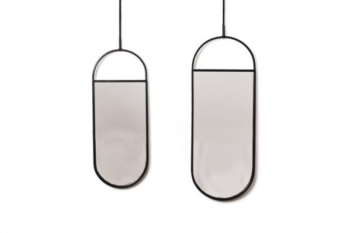 Mirror - Round Wall Mirrors - Metal - Black - 22x60|9x50cm