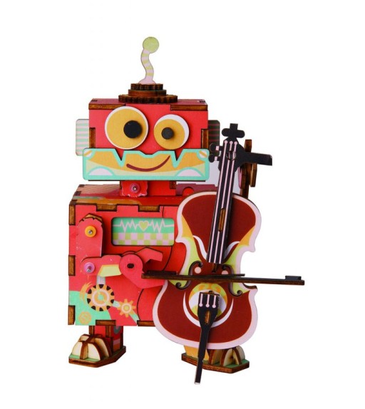 Music Box Wood DIY 3D Puzzle Little Performer, Robotime, AMD53, 12.1×9.1×16.7 cm