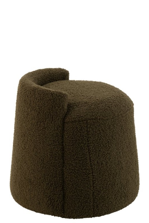 J-Line Poef Teddy Round+Rugleuing Bouclé Green