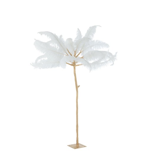 J-Line boom Pluimen - staal - goud/wit - large