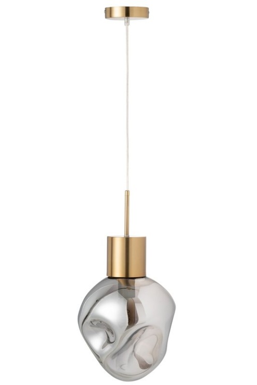 J-Line Hanging Lamp Gold Metal/Glass Gray