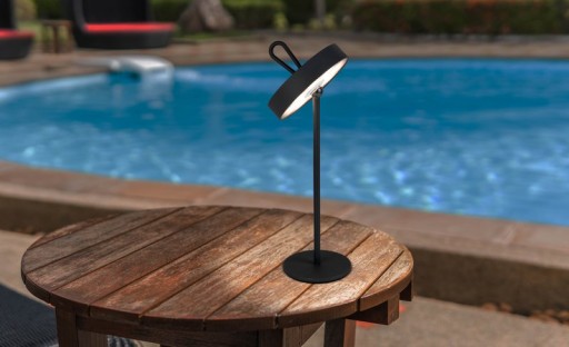 LED battery table lamp magnetically "Ella" for outside and inside, made of metal and plastic in black, 35 cm high