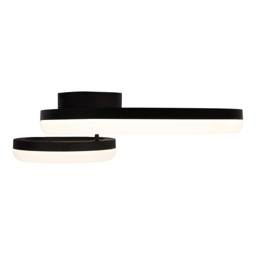 LED CCT ceiling light "Circulo" made of black metal and sand-colored plastic 53 cm long