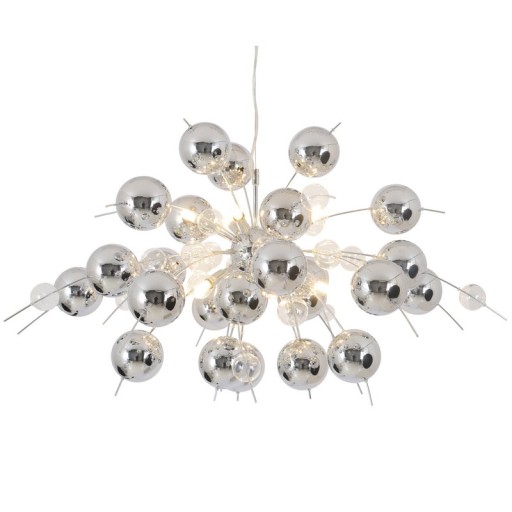 Pendant lamp "explosion" chrome made of metal and glass, G9 versions, hanging lamp for dining room, living room, hallway or office, Øca. 98 cm