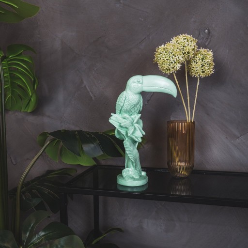 Ornament - Toekan - Polyresin - Mintgroen - 18x9,5x29,5cm