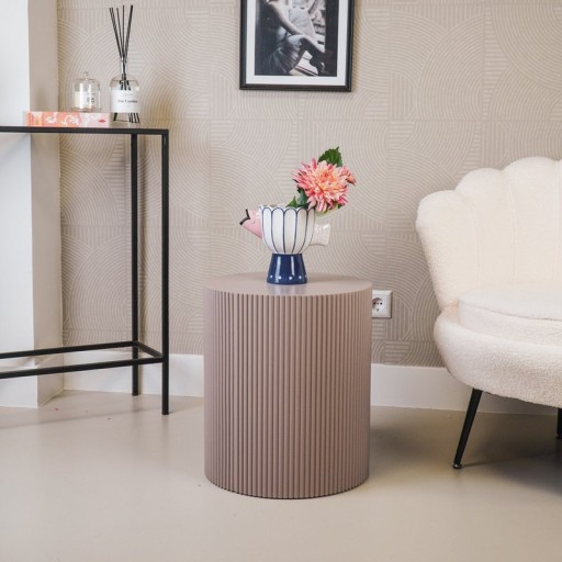 Side Table - Cylinder- MDF -Taupe - 39x45cm
