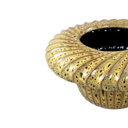 Sindi Yellow Ceramic Pot Round Shaped Lines Low L