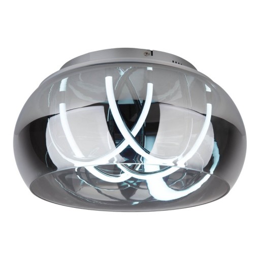 LED ceiling light "Malou" Ø 45 cm, 23.5 cm high, made of metal, smoke glass, integrated LEDs, warm white