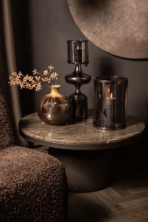 Darlan Gun Metal Bulby Ceramic Vase Beige Top L