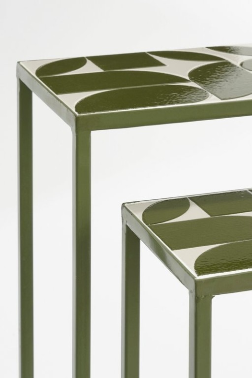 Bologna side table outside - Set of 2 - L78 x B24 x H68 cm - Metal - Green