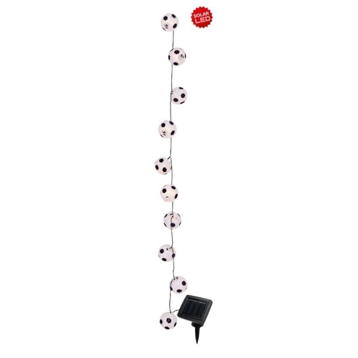 LED solar light chain Textile 20 "Football", for outside, light chain-metal, plastic and textile in black, with integrated LED