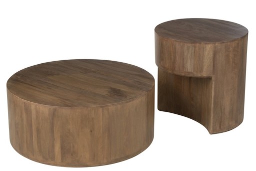 J-Line Set of 2 Side Tables Toge Mango Wood Brown