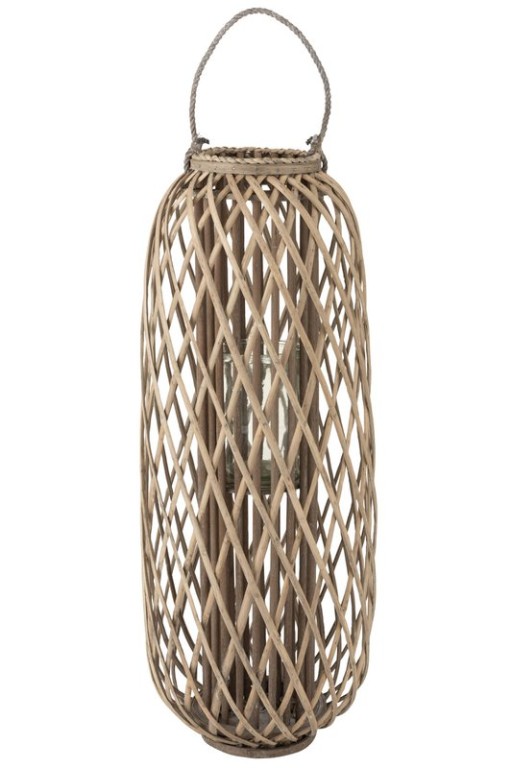 J-Line lantern Willow - wood - gray - large