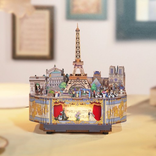 Music box DIY 3D Houten Romantic Paris Tone-Cheer, TQ036, 16x14x17.7cm