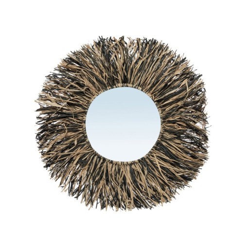 The Raffia Fringe Mirror - Natural Black - S