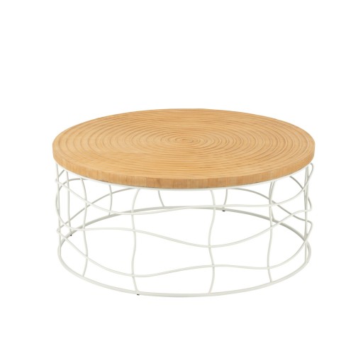 J-Line Salontafel Ijzer/Sparhout Naturel/Wit