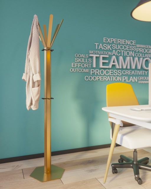 Gorillz Molto - Industrial - Standing Coat Rack - 14 Coat Hooks - Yellow