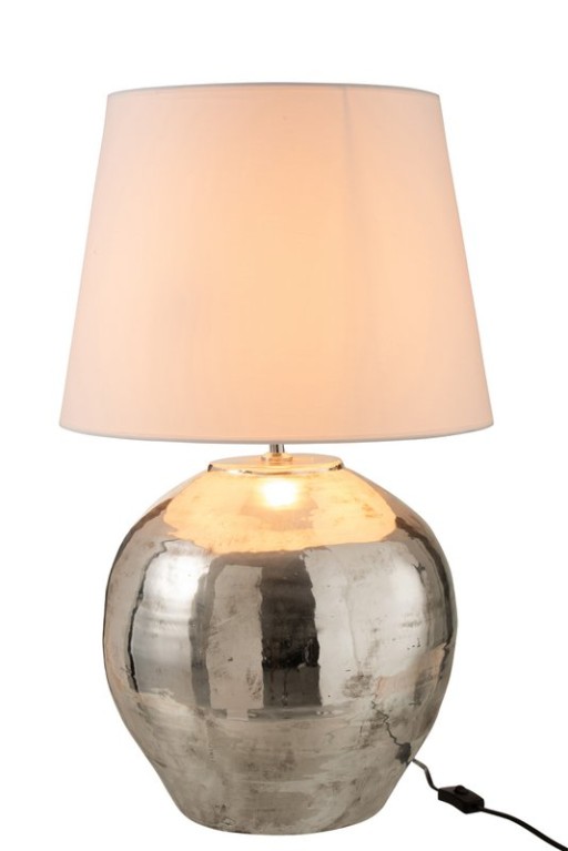 J-Line Lamp base Arya - metal/textile - silver/white