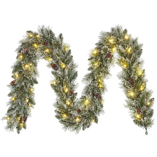 Vandans Guirlande met LED Verlichting - L270 cm - Groen Frosted