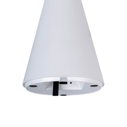 Solar battery table lamp "Palu" for outside and inside, made of plastic in white, 20 cm high