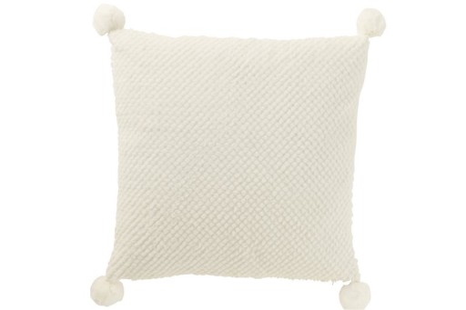 J-Line Cushion Soft Pompoms Polyester White