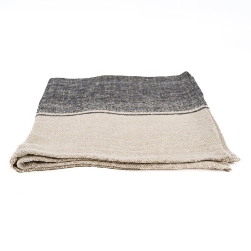 The Linen Moody Keukenhanddoek - Naturel Zwart - 50x70
