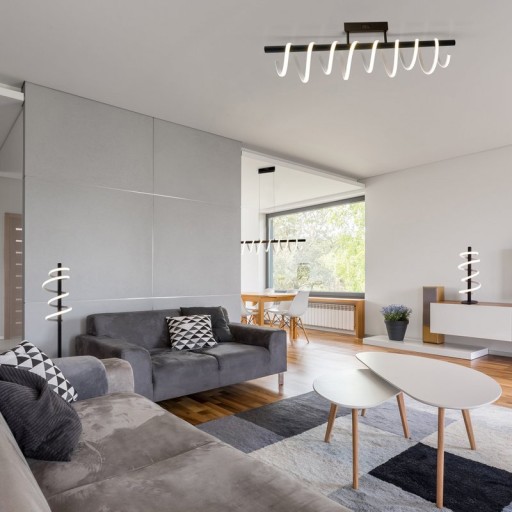 LED table lamp "Belleza", modern metal and plastic table lamp in black, and white, with firmly built -in LEDs, 50 cm high, lighting for living room, dining room, bedroom or office.