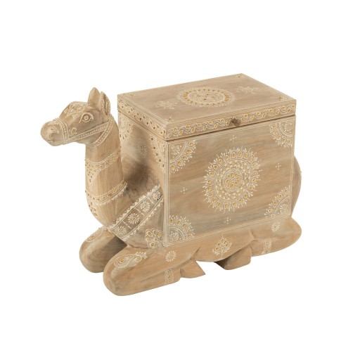 J-Line Koffer Kameel Mango Hout Naturel/Wit