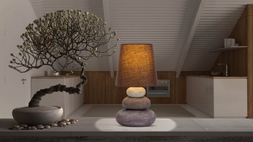 Ceramic table lamp "Stoney", ceramic table lamp in brown, with E14 socket, table lamp for dining room, living room, hallway or office, or as a bedside lamp, 31 cm high