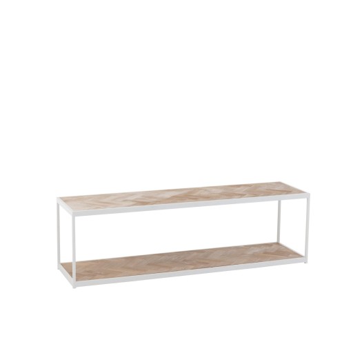 J-Line Salontafel Zigzag | Hout & Metaal | Naturel/Wit | 150x40x44,5 cm – Modern Design - Product afbeelding