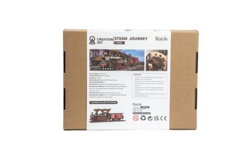 DIY 3D Wooden Model Construction Package, Steam Journey, Robotime, TGS01, 37.6x11.3x14.5cm
