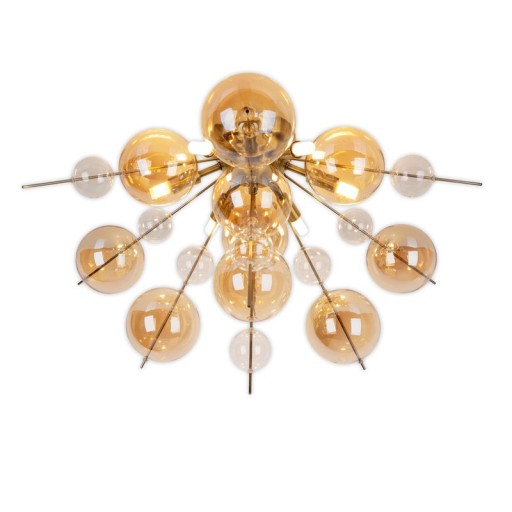 Deckenleuchte "EXPLOSION" amber aus Metall und Glas, G9 Fassungen, Deckenlampe für Esszimmer, Wohnzimmer, Diele oder Büro, Ø57 cm
