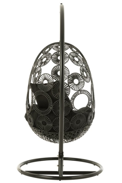 J-Line Hanging Chair + Cushions Bula Metal/Cane Black