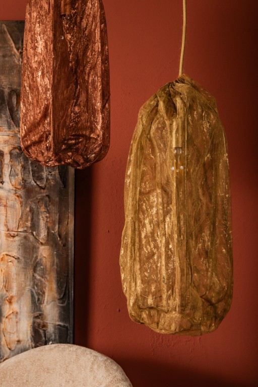 Maitia Gold Rough Looking Fabric Ceiling Lamp