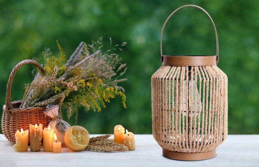 LED solar light "Korbinian" decoration for the outdoor area made of metal, plastic and cord in nature, with firmly built -in LEDs.