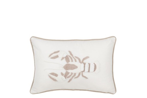 J-Line cushion Lobster - cotton - white/taupe