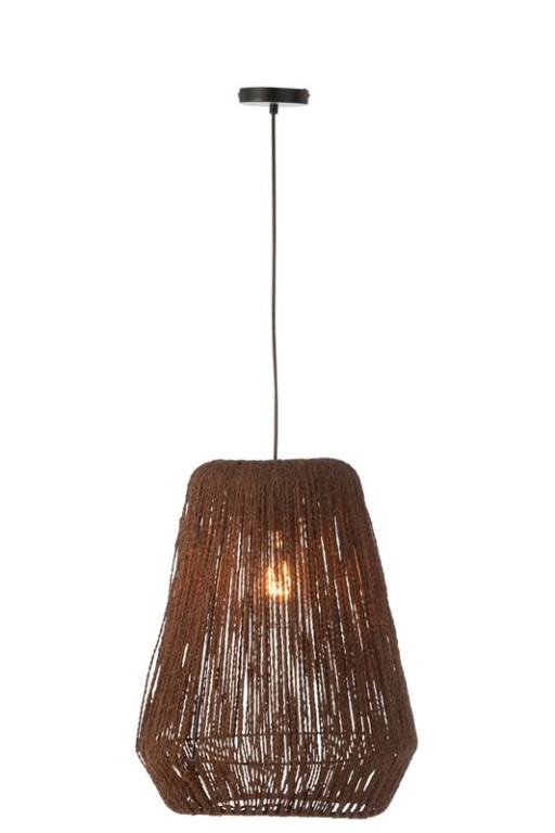 J-Line Hanging Lamp Braid Metal/Palm Black Large