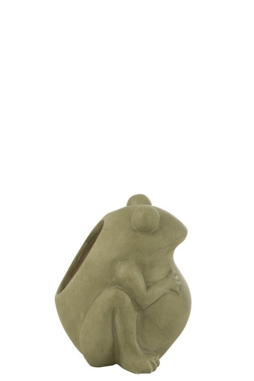 J-Line Flowerpot Frog Clay Green Small