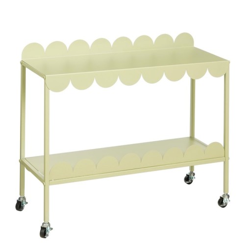 Steffano plant table on wheels - L79 x B28 x H67 cm - Metal - Light green