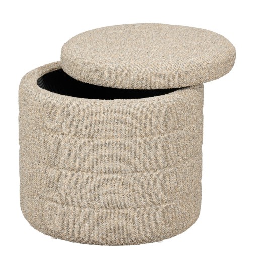 Poef met Opbergruimte | H41 x Ø42 cm | Beige