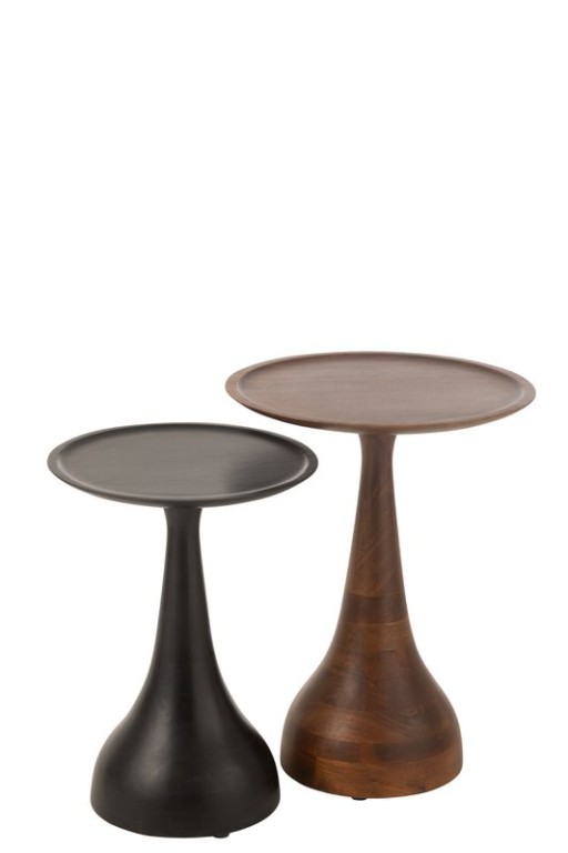 J-Line Set of 2 Side Tables Paro Mango Wood Brown/Black